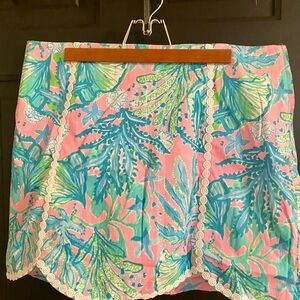 Lily Pulitzer Print Skirt with Lace Trim
